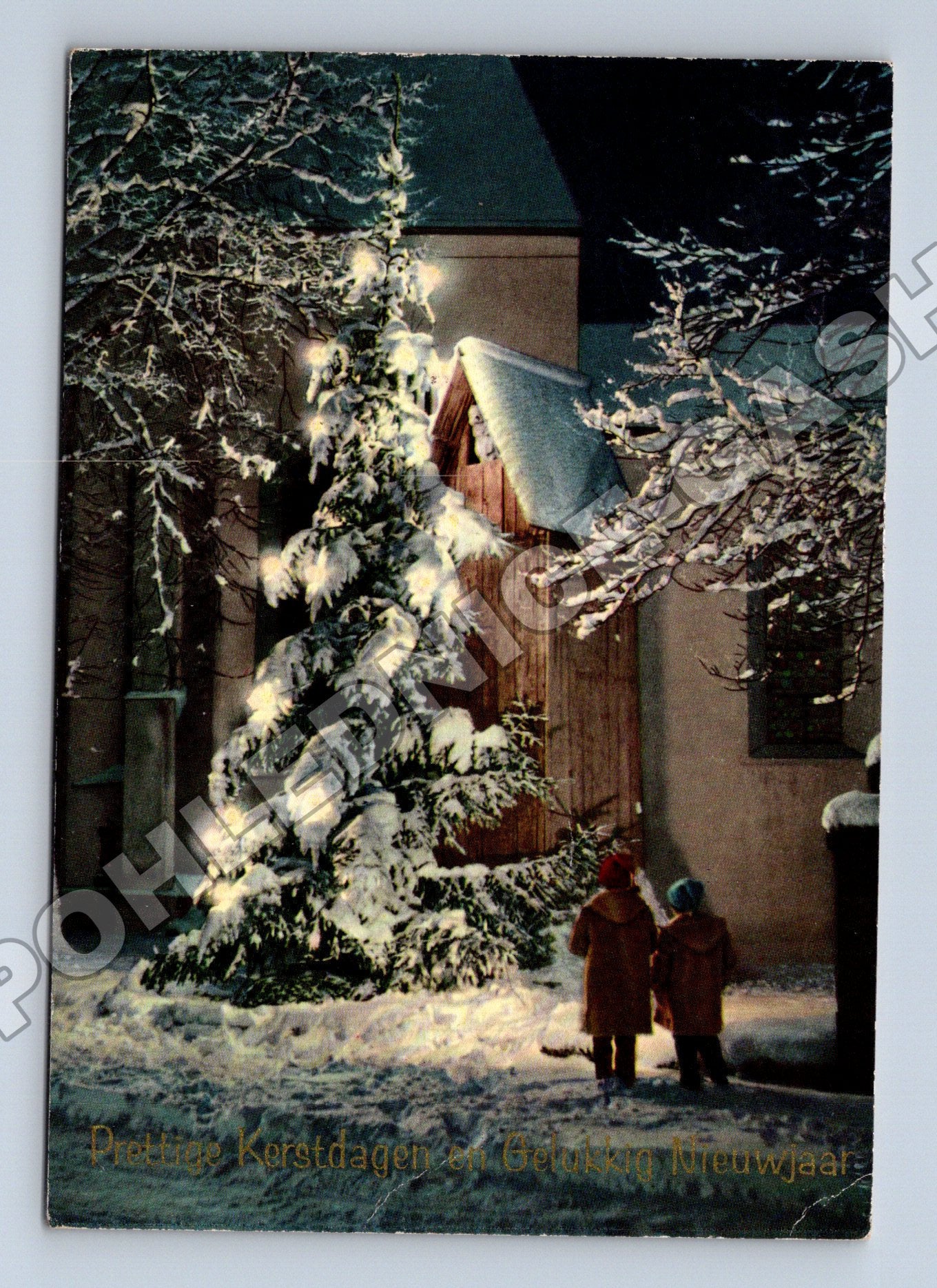 Pohlednice Holandsko zimní vánoční motiv 1974 (M36503)