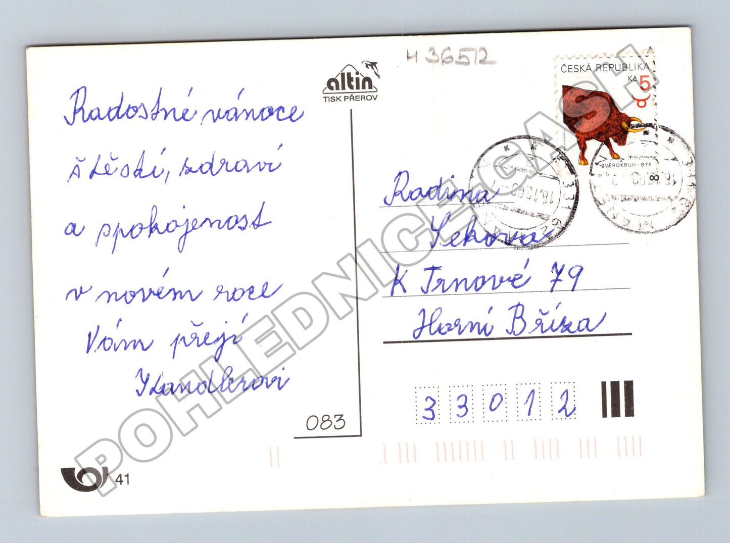 Pohlednice Vánoční motiv kočár se spřežením 1979 (M36512)