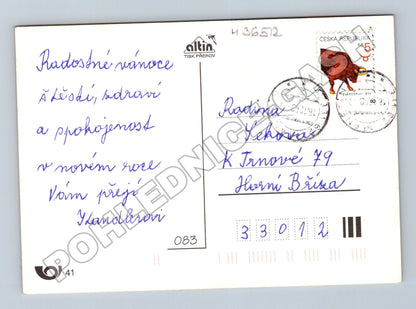 Pohlednice Vánoční motiv kočár se spřežením 1979 (M36512)