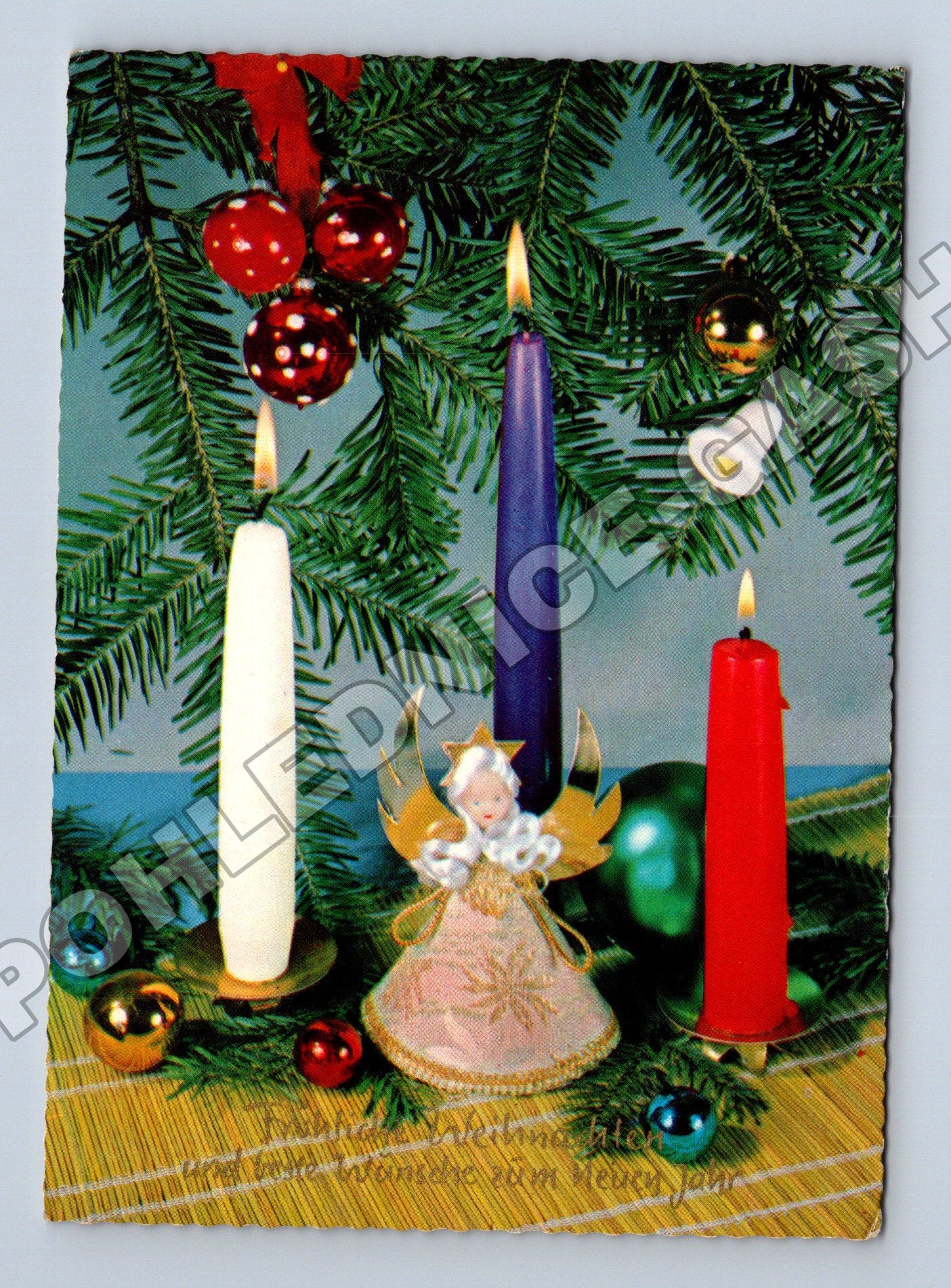 Pohlednice Vánoční adventní věnec s andělem 1967 (M36517)