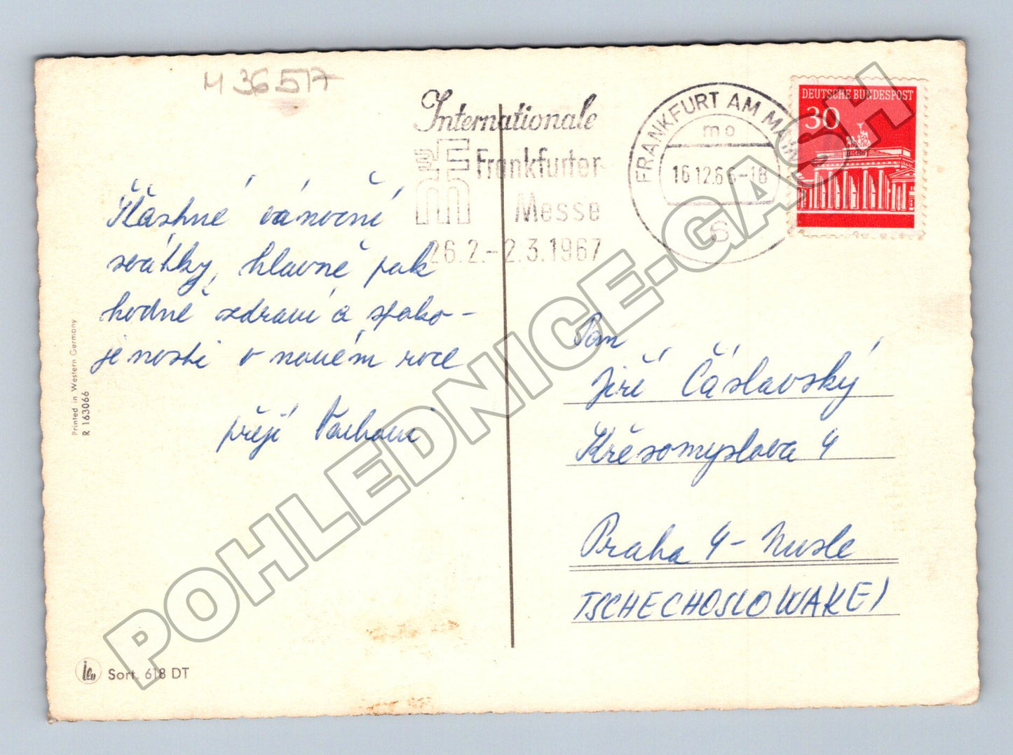 Pohlednice Vánoční adventní věnec s andělem 1967 (M36517)