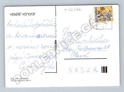 Pohlednice Vánoční motiv svíčka a ozdoby (M36532)