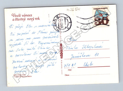 Pohlednice vánoční zátiší ořechy ovoce 1972 (M36541)