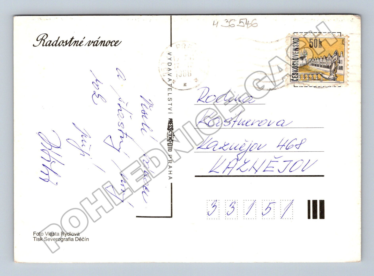 Pohlednice Vánoční zátiší s hořícími svíčkami (M36546)