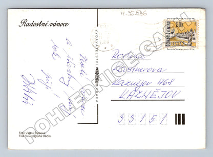 Pohlednice Vánoční zátiší s hořícími svíčkami (M36546)