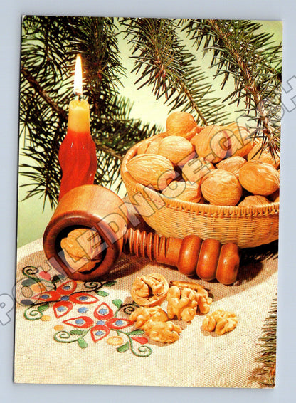 Pohlednice vánoční motiv vlašské ořechy 1982 (M36548)