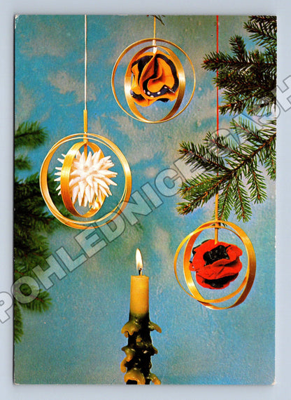 Pohlednice Vánoční ozdoby svíčka 1973 (M36549)