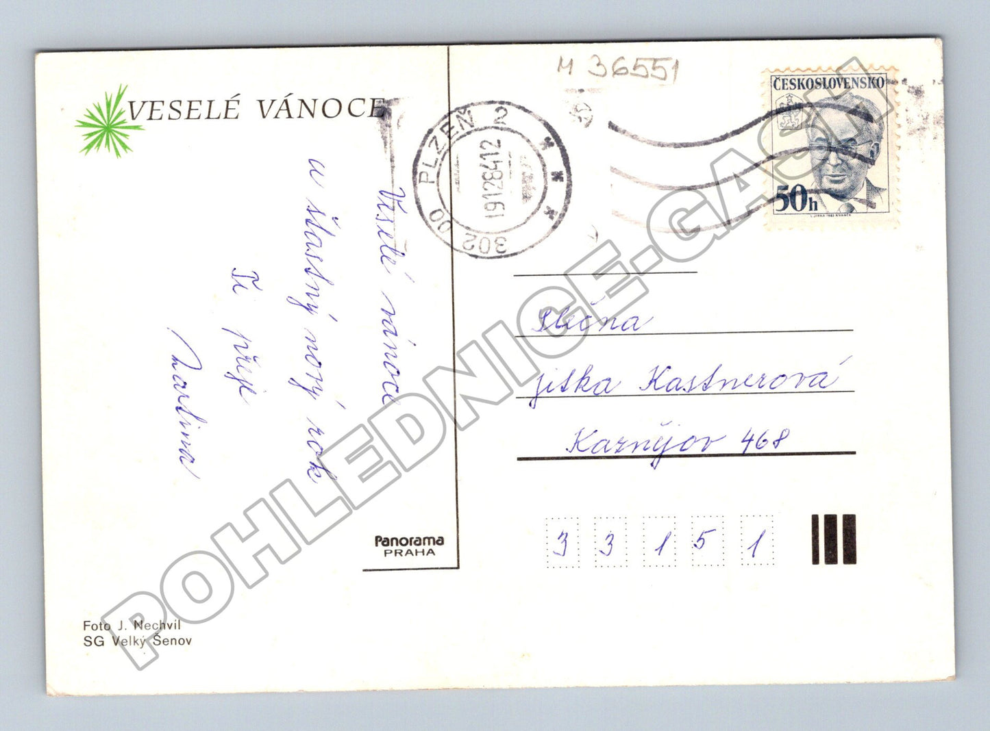 Pohlednice Plzeň Vánoční zátiší 1978 (M36551)