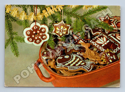 Pohlednice Vánoční cukroví stromeček 1980 (M36553)