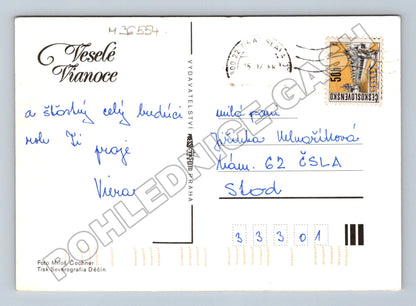 Pohlednice vánoční zátiší jablka ořechy 1978 (M36554)