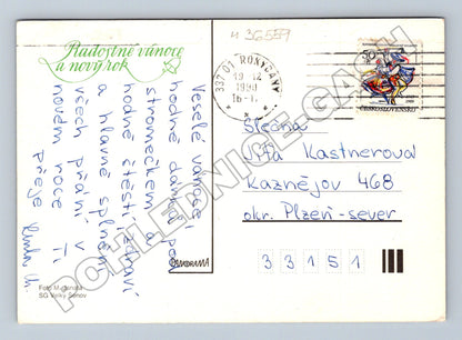 Pohlednice vánoční zátiší 1990 (M36559)