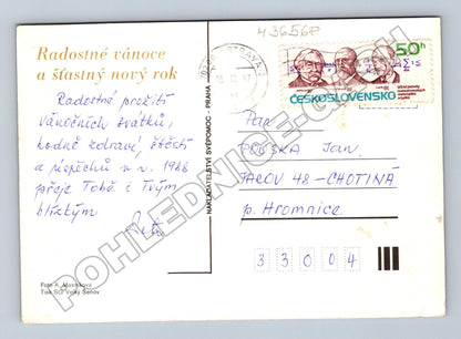 Pohlednice Vánoční zátiší se svíčkou 1987 (M36568)
