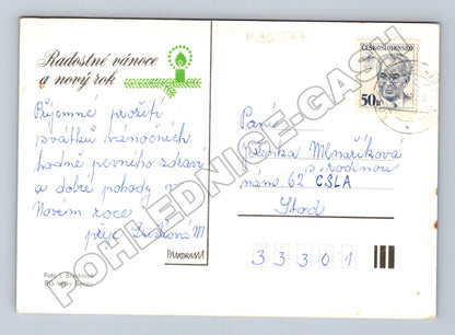 Pohlednice vánoční a novoroční jablka ořechy 1970s (M36577)