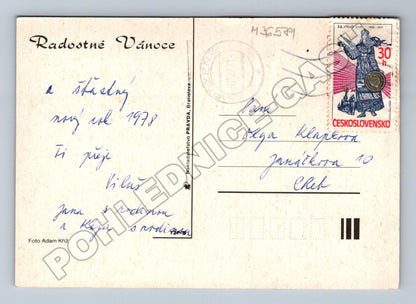Pohlednice Československo Vánoce jablka ořechy 1977 (M36581)