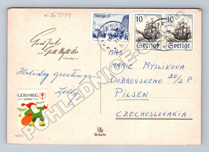 Pohlednice Švédsko Vánoční zvonek 1971/1972 (M36599)