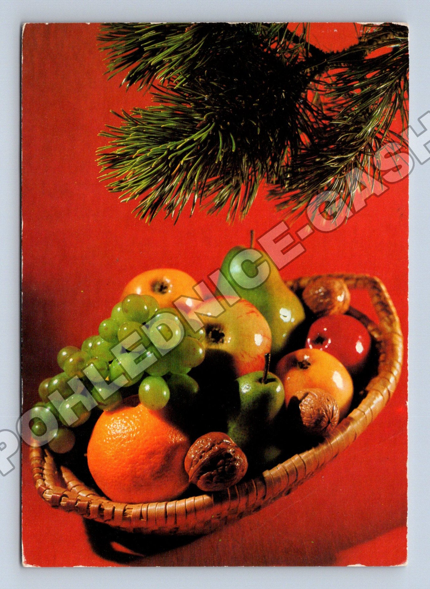 Pohlednice Vánoční košík s ovocem 1970 (M36602)