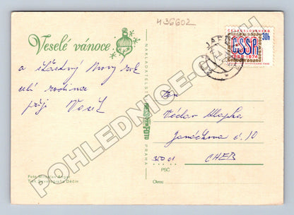 Pohlednice Vánoční košík s ovocem 1970 (M36602)