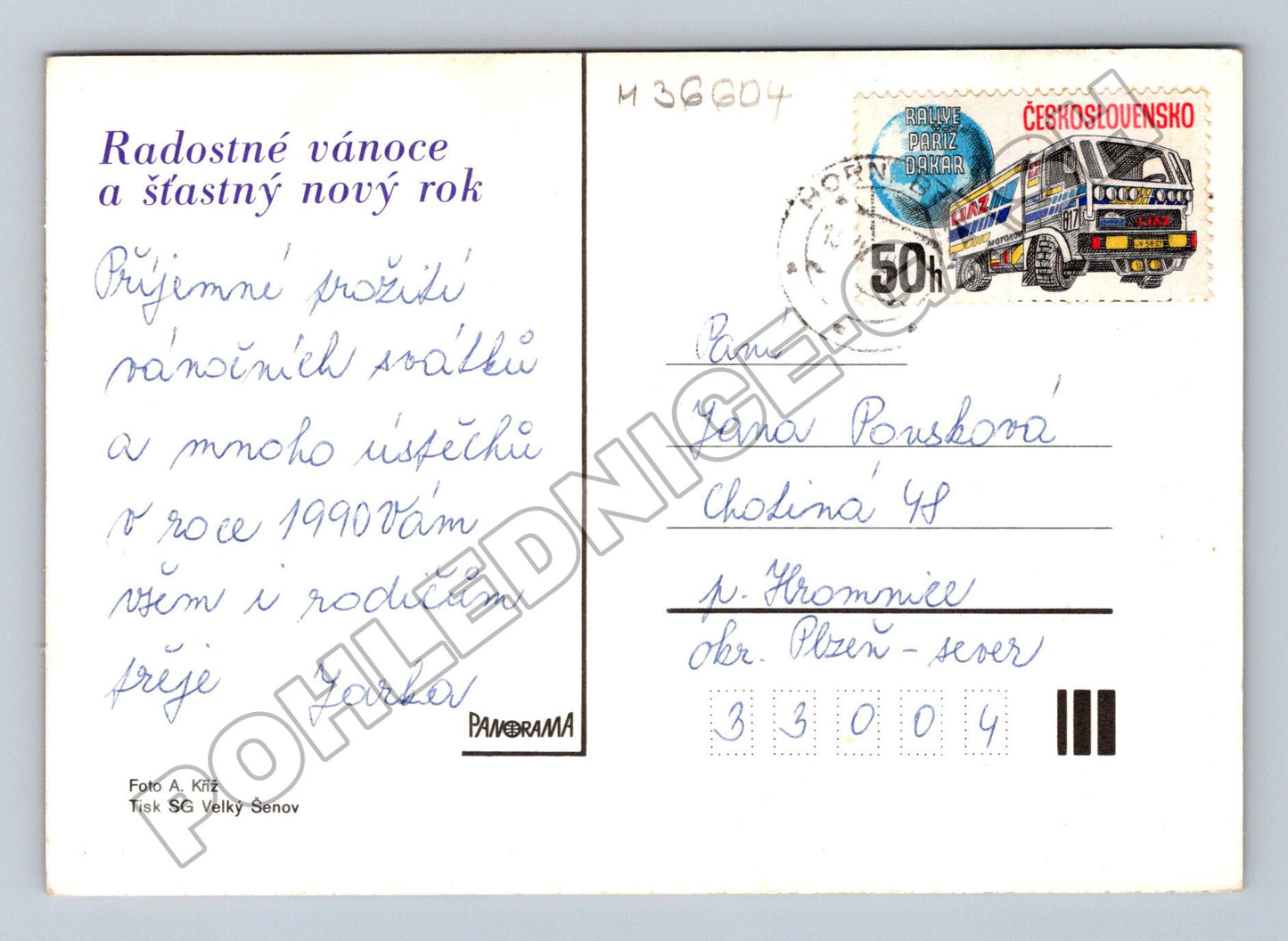 Pohlednice Vánoční zátiší ořechy jablka 1989 (M36604)