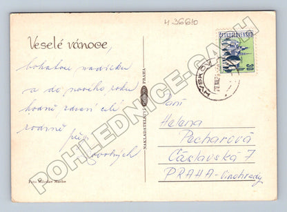 Pohlednice Vánoční zátiší jablka svíčka 196x (M36610)