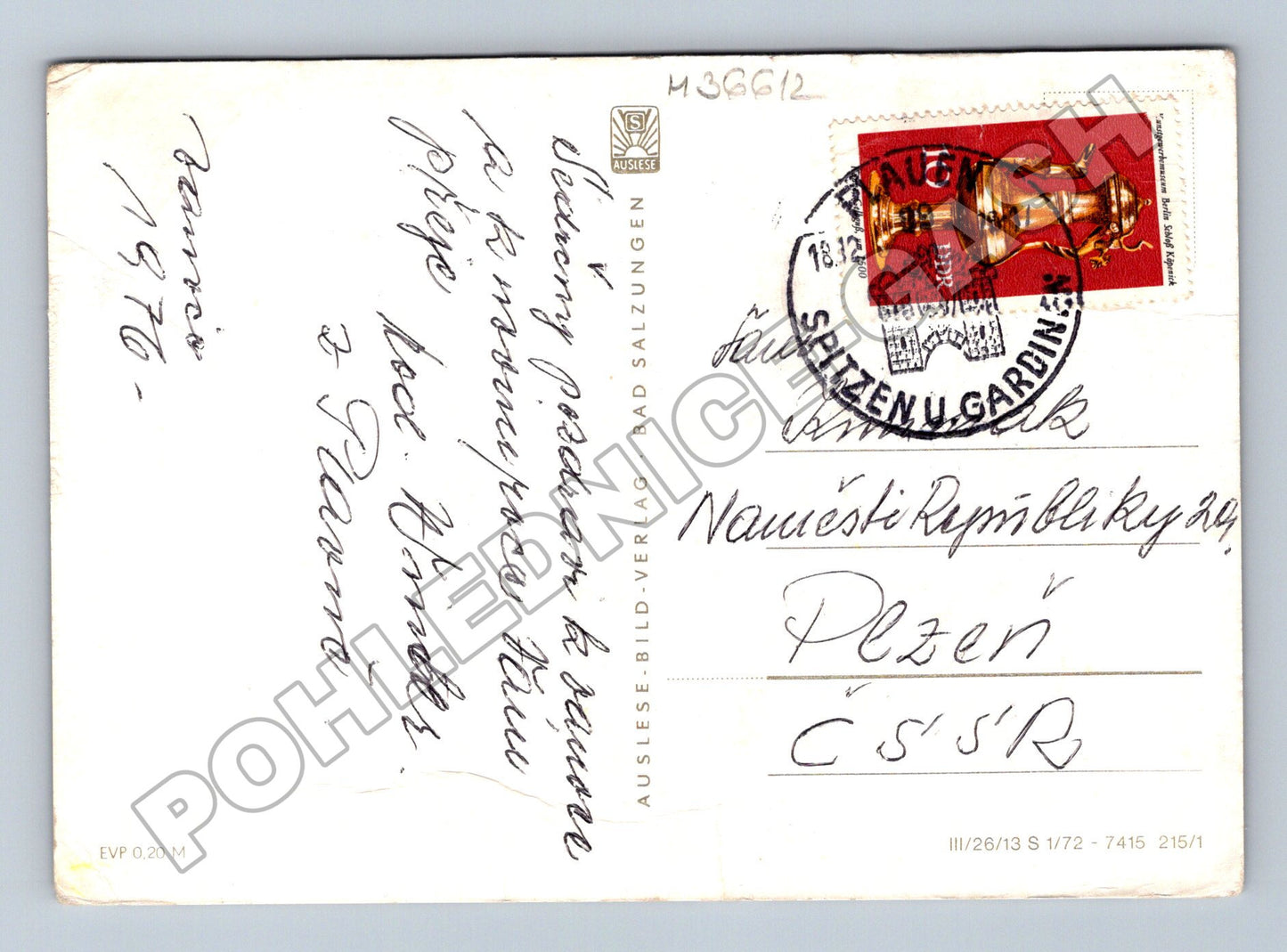 Pohlednice Vánoční svíčka a větvička 1976 (M36612)