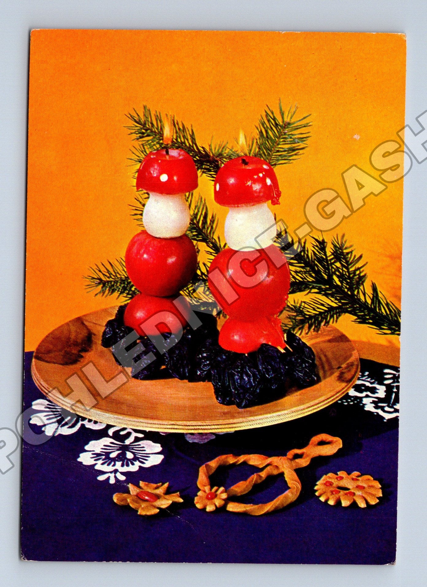 Pohlednice vánoční motiv ovocné špízy 1973 (M36617)