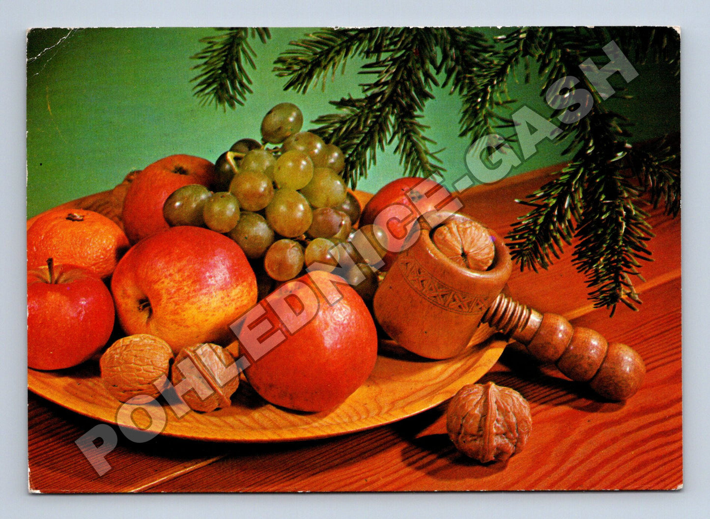 Pohlednice vánoční zátiší ovoce ořechy (M36621)