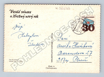 Pohlednice Vánoční přesýpací hodiny jablko 1961 (M36623)