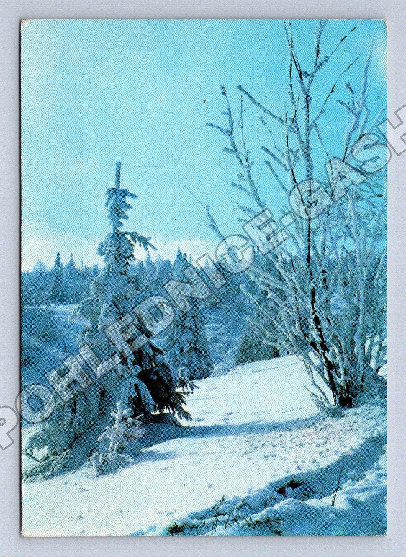 Pohlednice zimní krajina Vánoce 1973 (M36627)