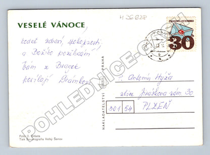Pohlednice zimní chalupa Vánoce (M36628)