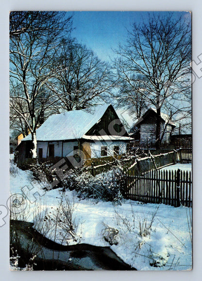 Pohlednice Zimní scéna vesnice 1973 (M36630)