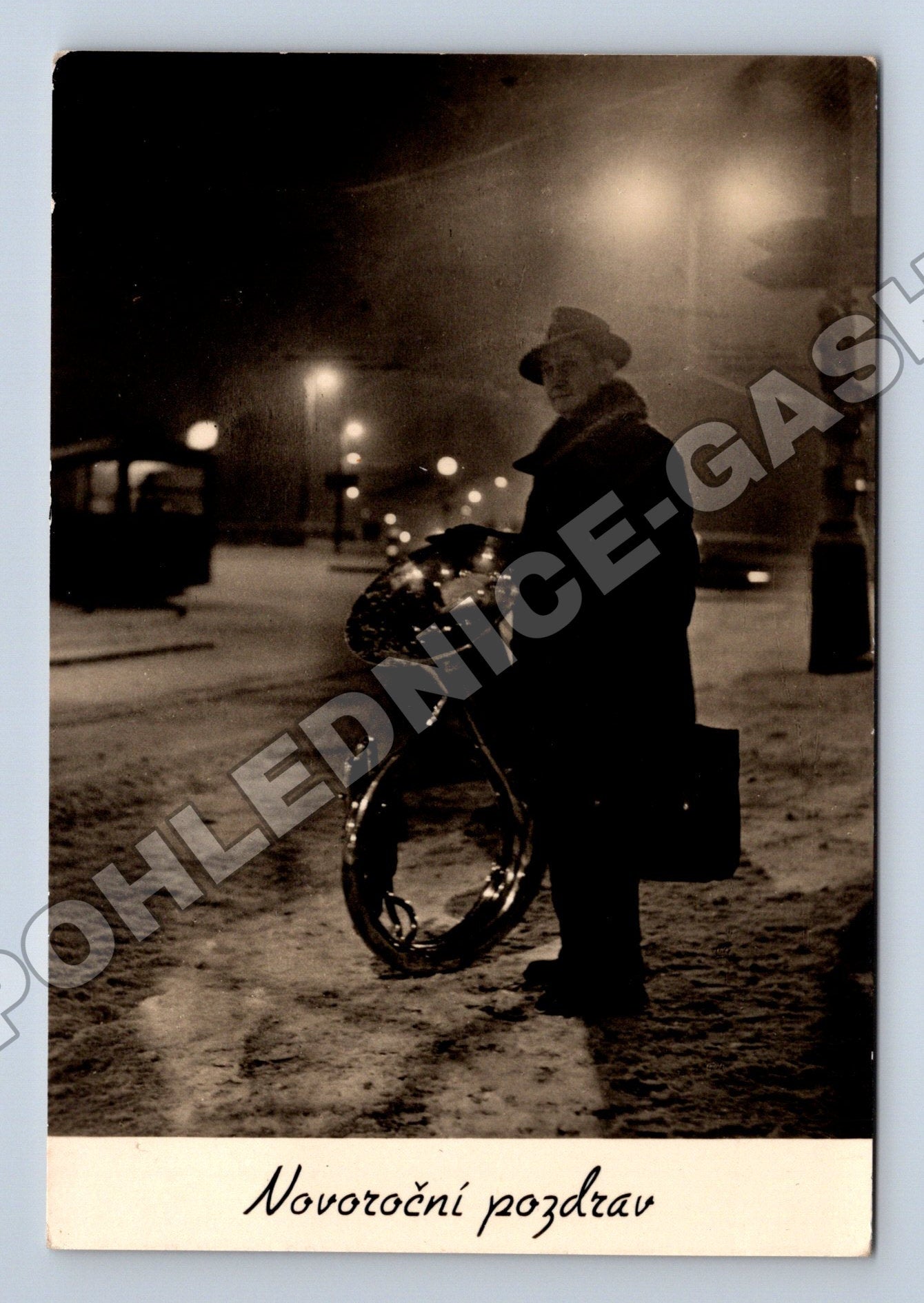 Pohlednice Novoroční pozdrav muzikant tuba 1960 (M36631)