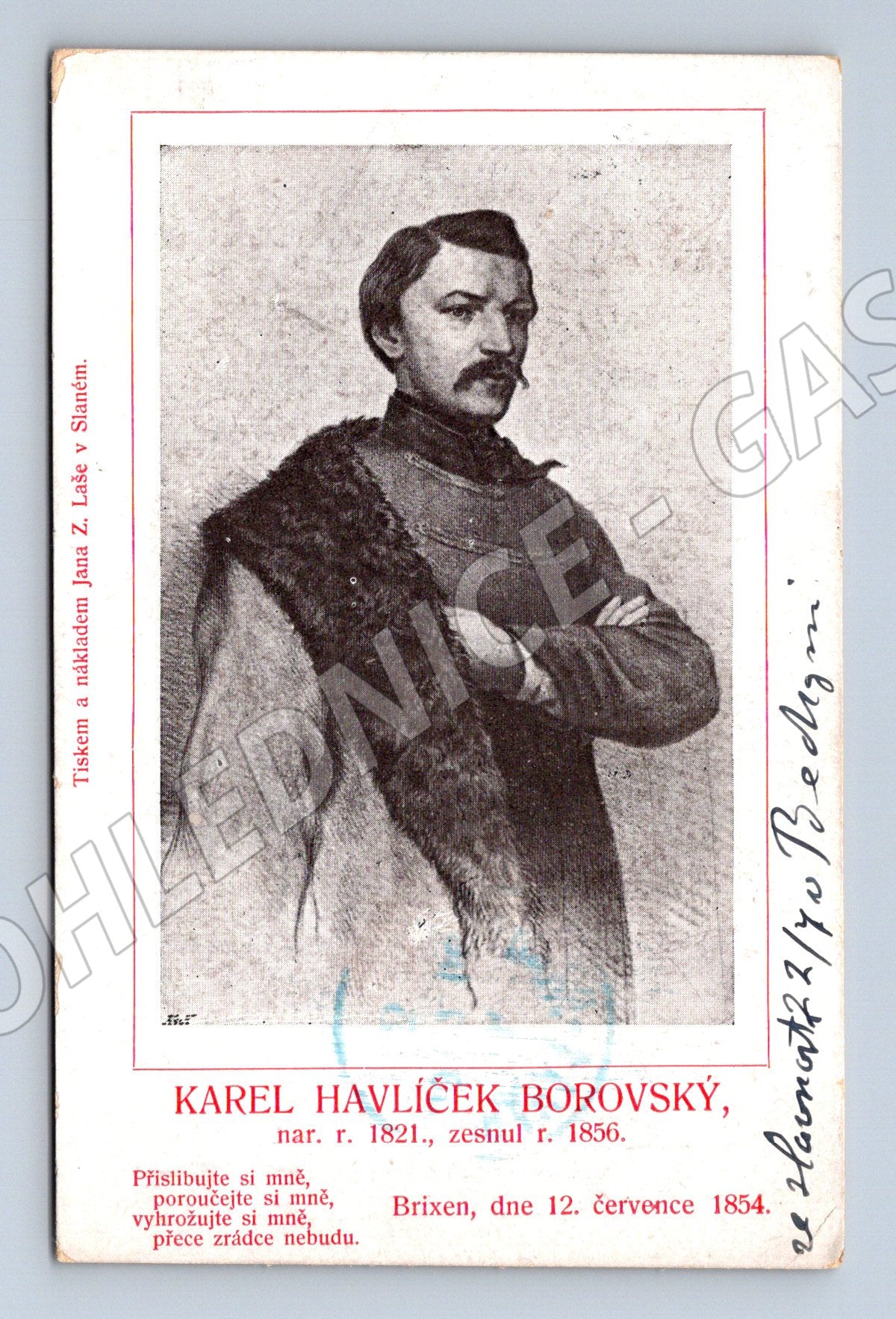 Pohlednice Karel Havlíček Borovský 1906 (M3665)