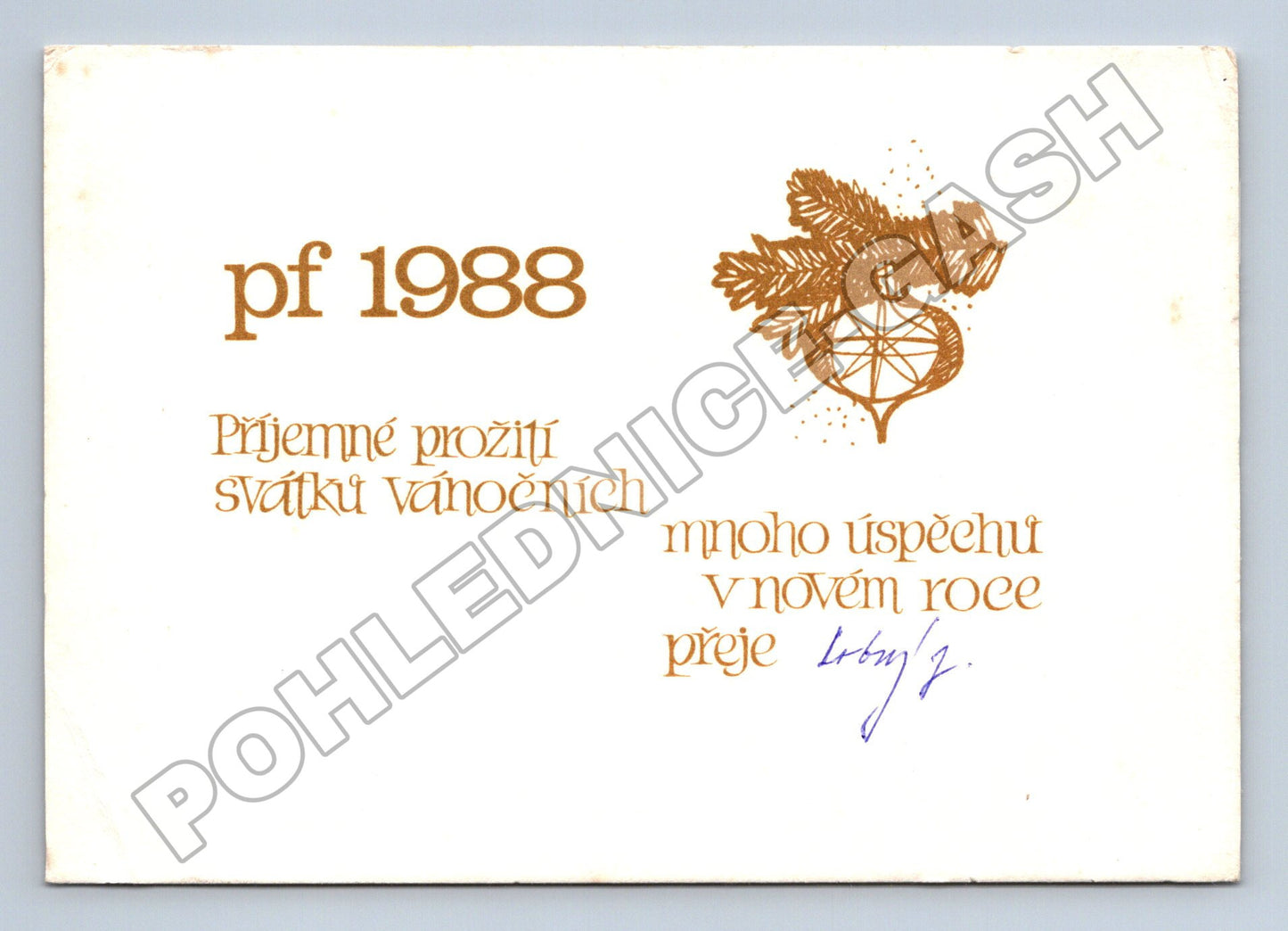 Pohlednice pf 1988 vánoční přání ornament (M36672)