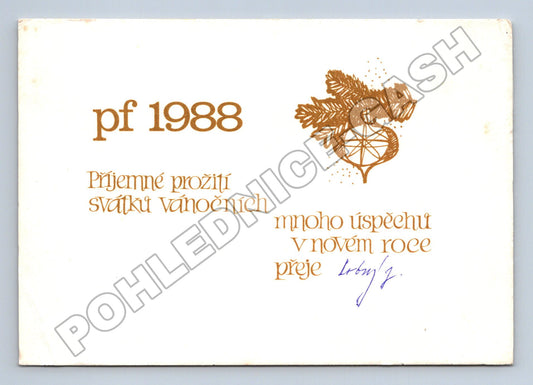 Pohlednice pf 1988 vánoční přání ornament (M36672)
