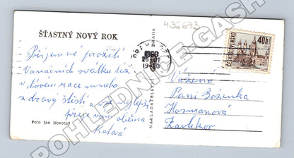 Pohlednice Praha Novoroční přání sklenice 1968 (M36673)