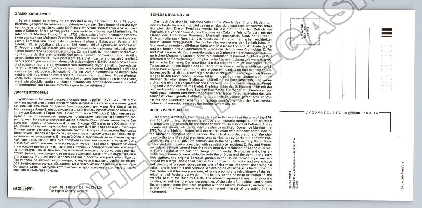 Pohlednice Buchlovice zámek a okolí (M36676)
