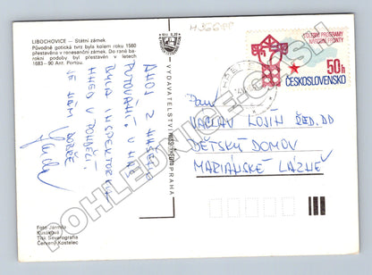 Pohlednice Libochovice státní zámek fontána 1965 (M36688)