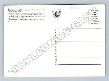Pohlednice Červená Lhota zámek z ptačí perspektivy 1968 (M36690)