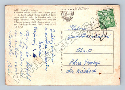Pohlednice Kuks hospitál s kostelem 1954 (M36702)