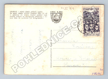 Pohlednice Lednice zámek z parku 1961 (M36704)