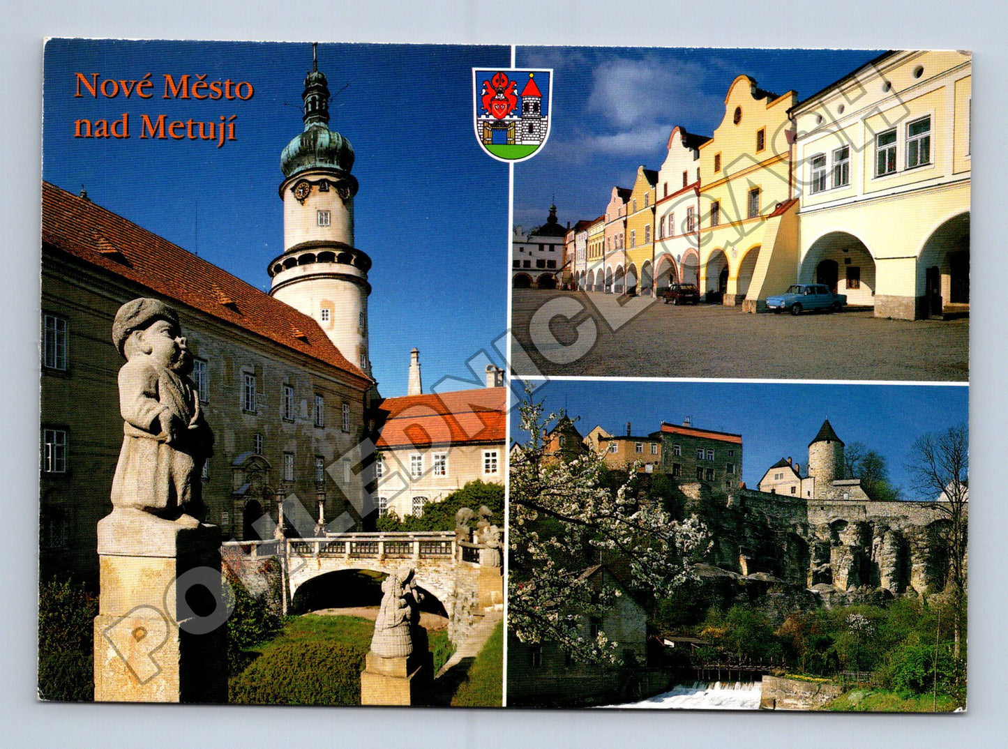 Pohlednice Nové Město nad Metují zámek a náměstí (M36722)