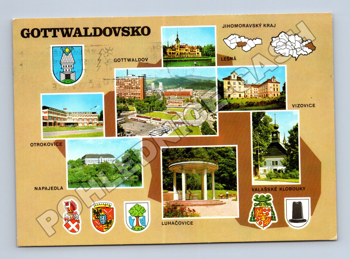 Pohlednice Gottwaldovsko region multi-view 1974 (M36738)