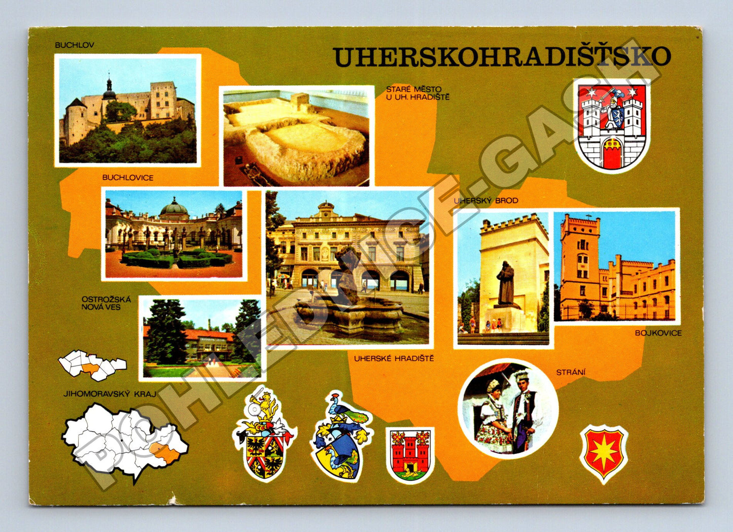 Pohlednice Uherskohradišťsko, koláž míst 1987 (M36740)