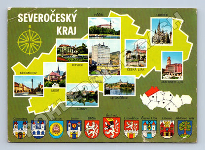 Pohlednice Severočeský kraj města znaky 1981 (M36741)