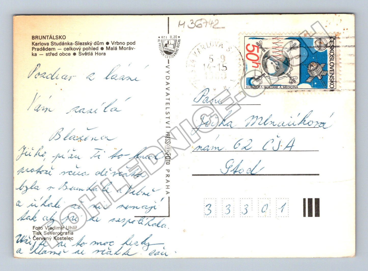 Pohlednice Bruntálsko Karlova Studánka více záběrů 197x (M36742)