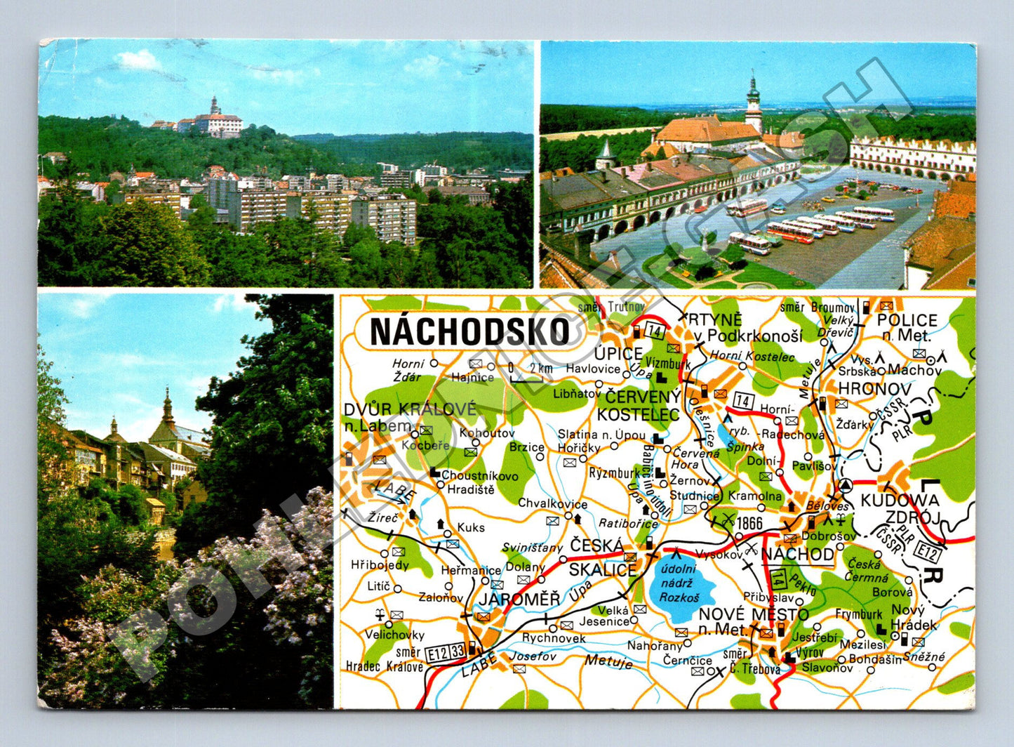Pohlednice Náchodsko Náchod Nové Město nad Metují mapa 1964 (M36744)