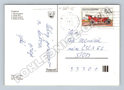 Pohlednice Šumava mapa Černé jezero Železná Ruda 197x (M36745)