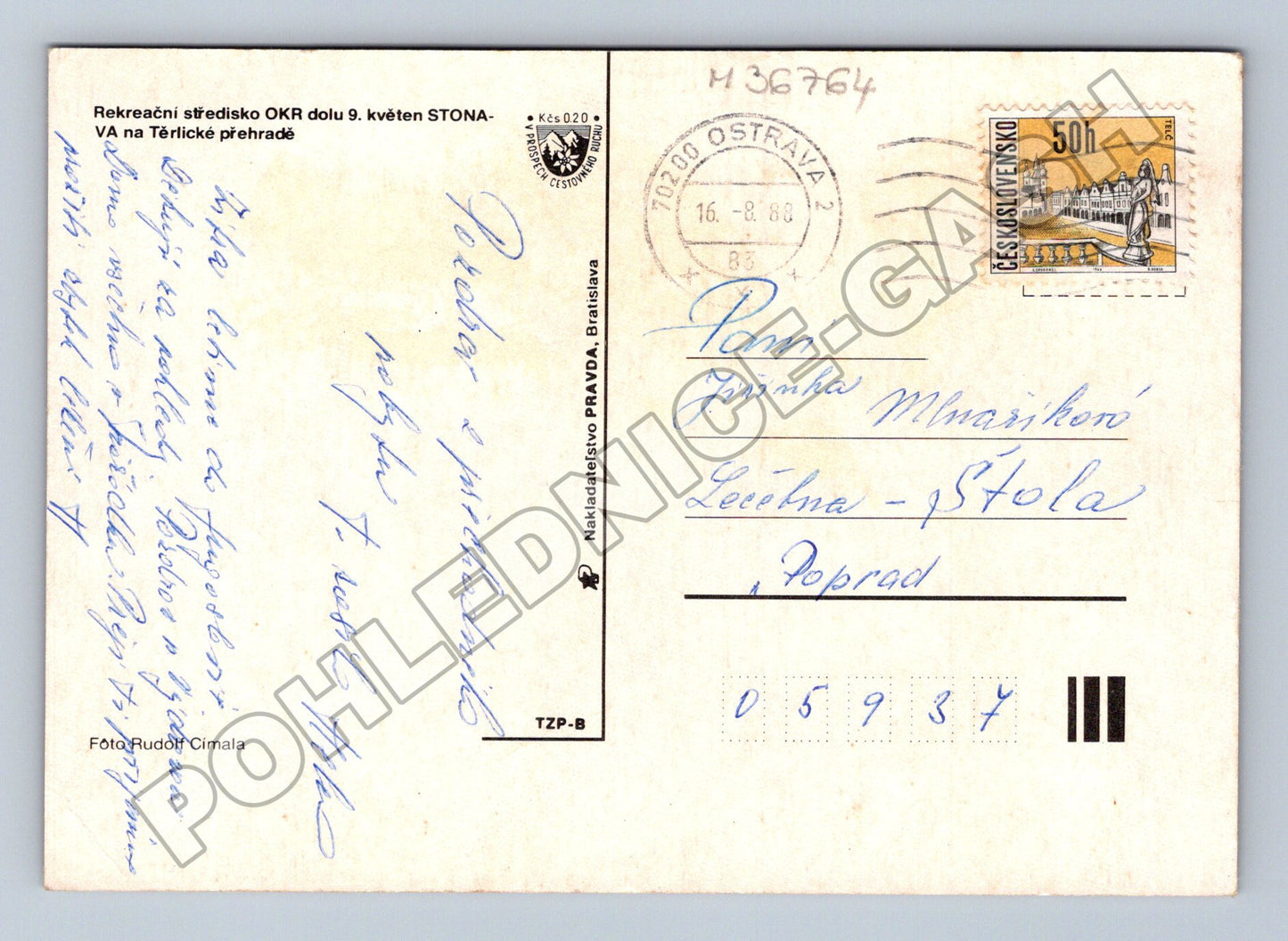 Pohlednice Stonava Těrlická přehrada 1983 (M36764)