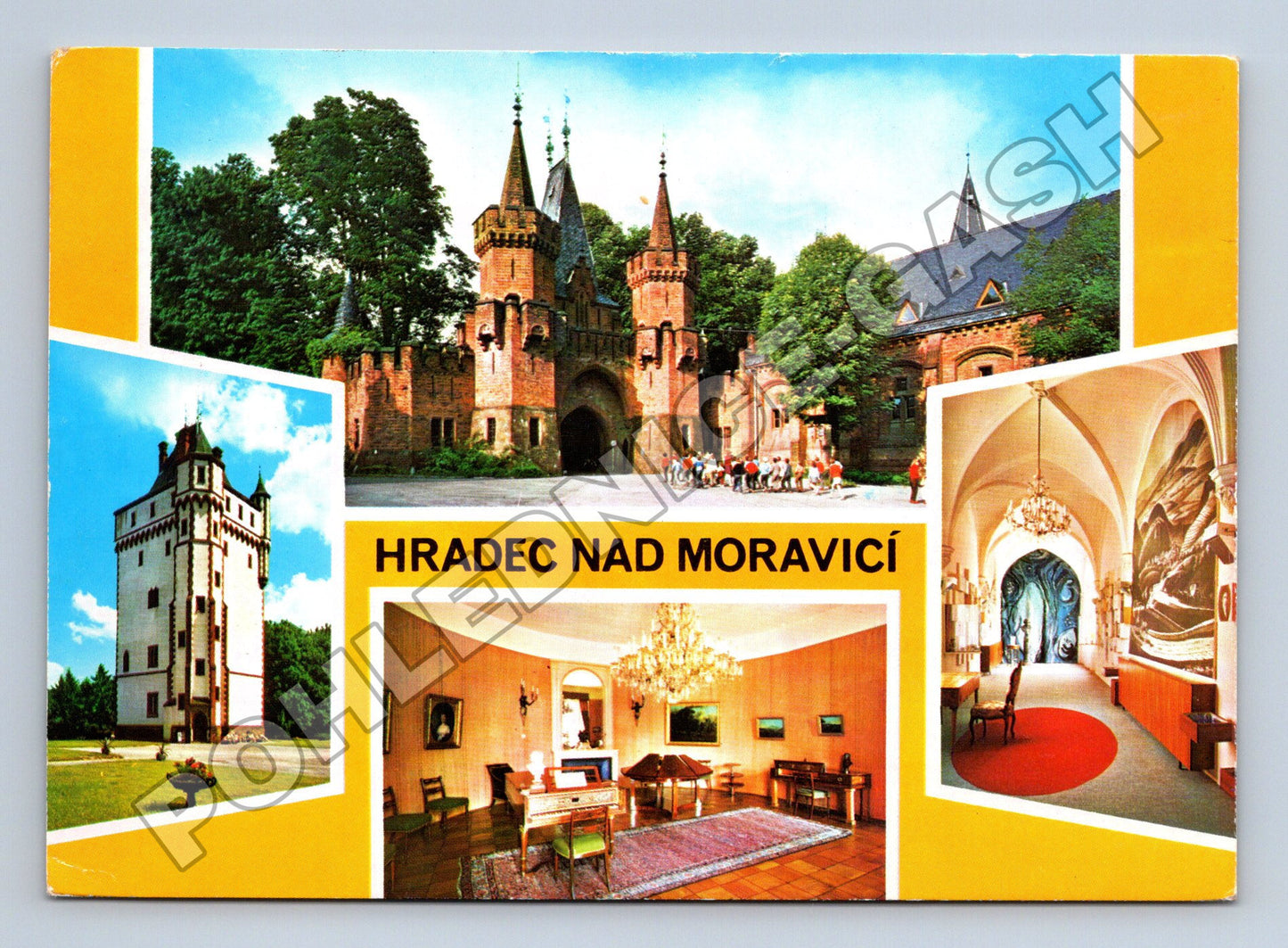 Pohlednice Hradec nad Moravicí zámek koláž 1989 (M36771)