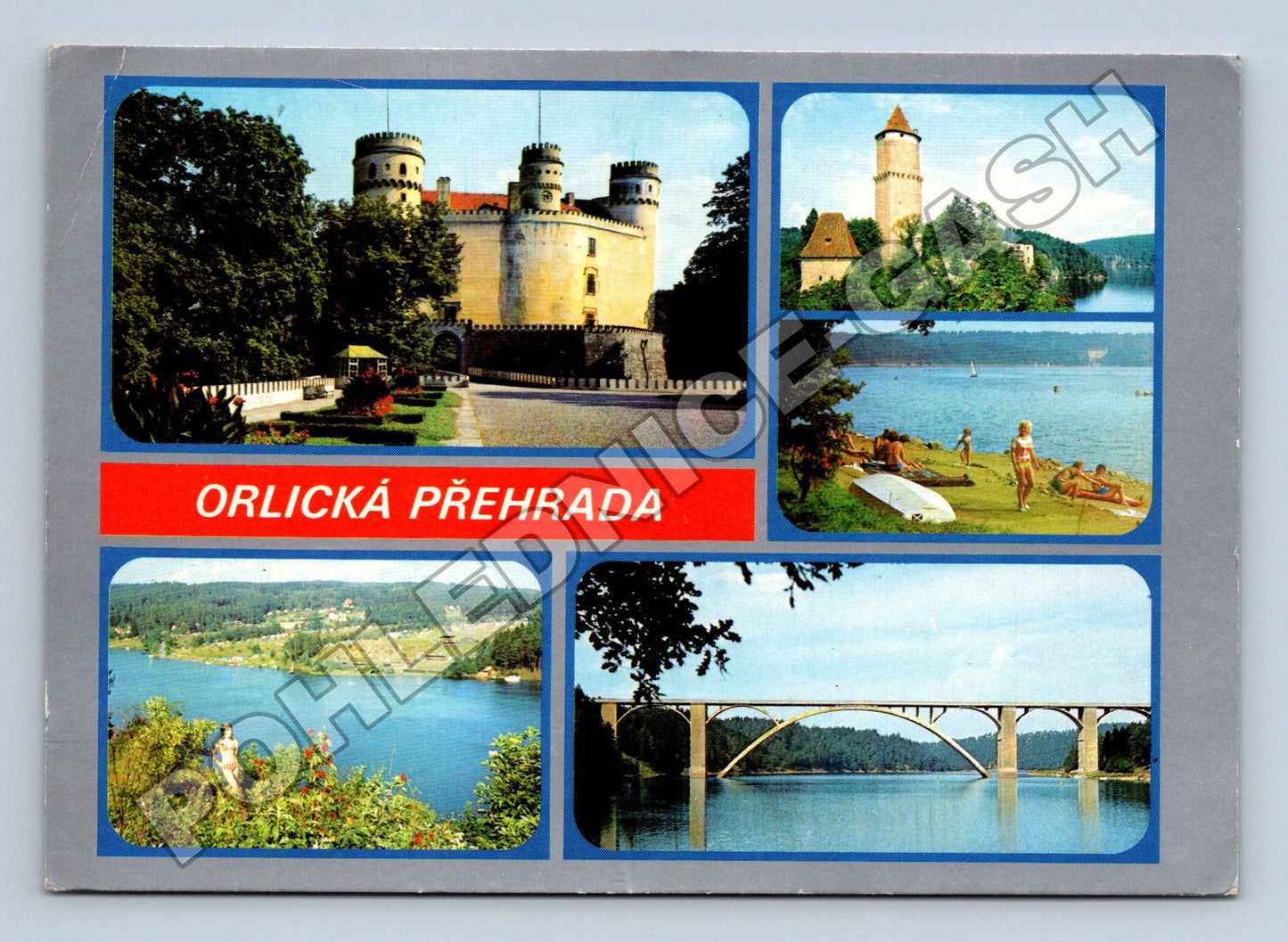 Pohlednice Orlická přehrada Orlík Zvíkov Radava 1986 (M36776)